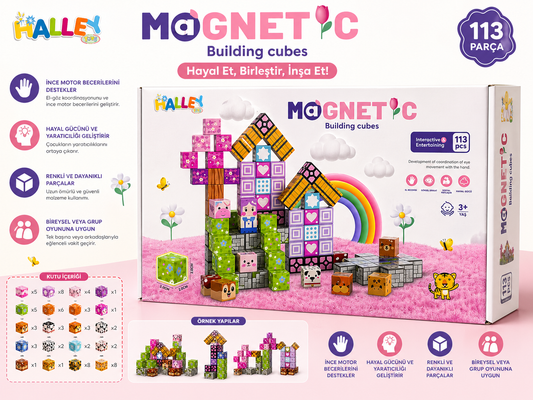 Babymiu 113 Parça Magnetic Bina Küpleri Yapı Blokları