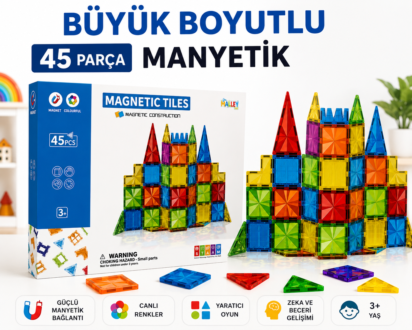 Babymiu 45 Parça Manyetik Mıknatıslı Yapı Blokları