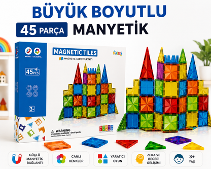 Babymiu 45 Parça Manyetik Mıknatıslı Yapı Blokları